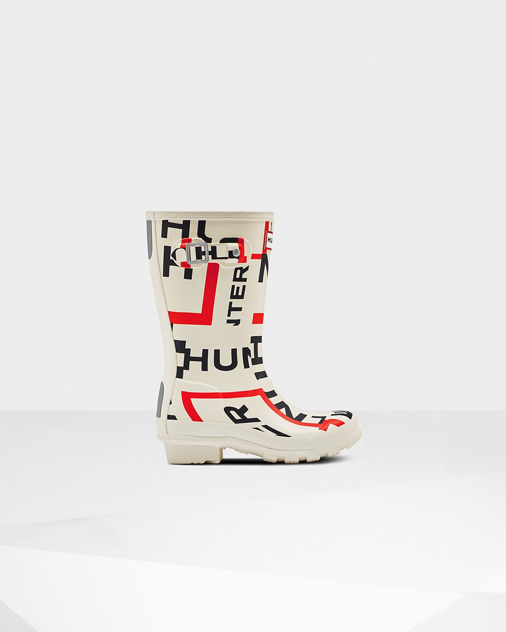 Kids Hunter Original Big Exploded Logo | Rain Boots White | NZ-89167-ALWU